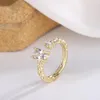 Pierścionki klastra srebrne dla kobiet złoto plisowany cyrkon Pierścionek zaręczynowy