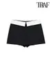 Women's Shorts TRAF Women Fashion With Contrast Seam Skirts Vintage High Waist Zipper Fly Female Skort Mujer 230510