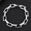 Link Bracelets ULJ Stainless Steel Square Bamboo Lock Bracelet Bangles Hip Hop Chain 2 Color For Men Woman Hand Jewelry