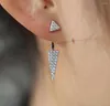 Studörhängen 2023 Micro Pave CZ Double Triangle Side Jacka Cubic Zirconia Women 925 Sterling Silver Earring