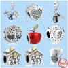 925 Sterling Silver Charms för pandora smycken pärlor hus familje pojke tjej träd äpple charm pärla pendell