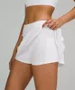 Lu Lemons sportkvinnor Yoga kjolar träning shorts fast färg veckad tennis golf anti exponering fiess kort kjol