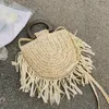 Torby wieczorowe Summer Tassel Straw Straw torebka drewniana podróż świąteczna plaża tkana ręcznie robiona rączka rattan crossbody Bolsa 230510