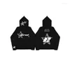 Men's Hoodies Zip Hoodie Women Star Letter Graphic Print Long Sleeve Sweatshirt Harajuku Oversized Top Y2K Goth Clothes Fashion Men Jacket