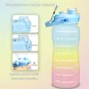 Quifit Half Gallon 2L vattenflaska med halm 2 liter tritan BPA gratis motiverande offerttidsmarkör 2000 ml kanna stjärnstil
