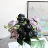 Fleurs décoratives 5 tête hortensia Bouquet artificielle chambre décoration de la maison bricolage mariage fleur Arrangement fête fournitures Po accessoires