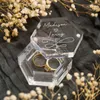 Party Decoration Custom Clear Hexagonal Ring Box Engraved Acrylic Wedding Personalized Frame Engagement Storage Gift 230510