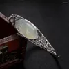 Bangle Luxury Onuine 925 Серебряная серебряная серебряная цветочная шкаф