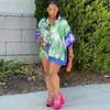 エスニック服女性のためのアフリカの服をターンダウンカラーフルスリーブブラウス2023サマーパネルカジュアルアフリカシャツチュニック