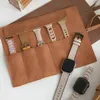 Pochettes à bijoux Couverture de bracelet de montre 5 fentes Rolling Snap Button Watchband Bag avec lanière Frosted Waist Storage Pouch Accessoires