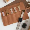 Jewelry Pouches Watch Strap Cover 5 Slots Rolling Up Snap Button Watchband Bag With Lanyard Frosted Waist Storage Pouch Accessories