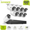 أدوات المراقبة Sannce 5mp Poe Cameras Cameras System 8ch H.264+ 8MP NVR Recorder 5MP Cameras Audio Audio Cameras Poe IP Cameras