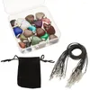 Anhänger-Halsketten, 20 Stück, mehrfarbig, Naturstein, gewachste Kordel, Halskette, Herz-Mond-Anhänger, Unisex-Schmuck, DIY-Herstellung