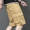 Heren shorts Summer Long Lengte Cargo Men Overalls Cotton Multi Pocket Pants Breeches Tactical Military Plus Size 5xl 230510