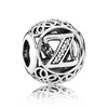 Baofu 925 sterling Silver Silver Letter A-Z Round Hollow Beads مناسبة للسيدات الأوروبيين والأزواج الاسم التذكاري للمجوهرات DIY