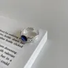 Clusterringe Flüssigkeit 925 Sterling Silber Korean Blau Kristall für Frauen unregelmäßige schicke Zirkon -Ringparty Weibchen Schmuck Paar Geschenke