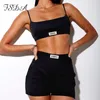 Zweiteilige Hosen für Frauen FSDA Summer Ribber Frauen Set Weiß Spaghetti Strap Crop Top und Mini Biker Shorts Stickerei Sets Sexy Outfit Party 230511