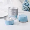 Bakgereedschap 100 stcs 5oz 125 ml Wegwerp cakebekers muffin voeringen met deksels aluminium folie cupcake cups-blauw