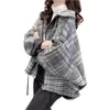 Kobiety wełniane wełniane wełniane kratę Krótka kurtka 2023 Kobietowy styl zimowy Koreański luźne dzikie hongkong retro tops 617