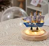 Night Lights LED Light Caribbean Black Pearl Corsair Sailing Boats Color Wooden Sailboat Model Home Decoration Accessories Birthday Gift Ins