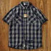 Men's Casual Shirts Vintage Plaid Short-sleeved Shirt Men's Mix And Match Pocket Color Patchwork Check Trend Half-sleeved