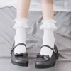 Socken Strumpfwaren Damensocken Lolita JK im japanischen Stil weiß schwarz solide Mädchen-Baumwolle süße Söckchen für Frauen P230511