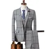 Ternos masculinos Blazers Nice Casual Business Conjuntos de negócios / masculino com um único botão com treliça de terno xadrez calças calças calças calças