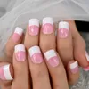 Valse nagels roze frankrijk vierkante rand kleine versie druk op nep met ontwerp nail art fingernails groothandel tabbladen