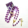 Pendant Necklaces Religious Blessing Chaplet Church Jewelry Baptism Gifts Purple Prayer Beads Chain Rosary Necklace Our Lady Medal Crucifix