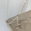 Kedjor äkta 925 Sterling Silver Choker Halsband för kvinnor OT TOGGLE BUCKET O Länk Industriella koreanska parti Fina smycken