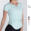Actieve shirts yoga blouse vrouwelijke v-neck slanke sport korte mouwen losse vrijetijdsprofessional Morning Running Fitness kleding t-shirt