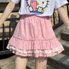Spódnice różowe koronkowe mini urocze, swobodna plisowana spódnica kobieta y2k estetyka kawaii spódnice indie alt vintage harajuku koreańskie ubrania modowe 230511