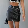 Kjolar mode zip up rok kulit pu untuk wanita pakaian mini bawah streetwear gothic punk grunge 2023 musim semi 230510