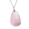 Pendentif Colliers Véritable Naturel Rose Rose Quartz Goutte D'eau Perle Collier De Mode Cristal Suspension 35 23 14mm