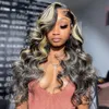 HD Body Wave Highlight Lace Front Human Hair Wigs For Women Lace Frontal Wig Pre Plucked Honey Blonde Colored Synthetic Wigs