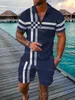 Herrspårar Summer Men's Tracksuit Polo Shirt Shorts Set Casual Wid Down Collar T-shirt Suit manliga modekläder Streetwear Outfits 230511