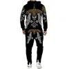 مسارات الرجال Viking Tattoo 3D Printed Hoodies Pants 2PC مجموعات Harajuku الرجال للسيدات بالملابس الرياضية بدلة ملابس غير رسمية