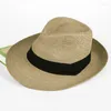 BERETS Fashion Man Summer Straw Cap Fedora Travel Sunhat Sea Beach Boho Jazz Sunshade Sunscreen Ventilation Man Fishing Hat B-8060