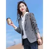 Damskie garnitury Houndstooth Blazer Women Spring and Autumn 2023 Casual Ladies Woolen Handlak Kurtka Kobiet Design Sense Cardigaelegant Blouser