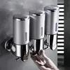 Liquid Soap Dispenser Wall Mounted Bathroom Shampoo Double Holder Head Shower Container 230510