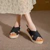 Sandaler 2023 Kvinnor Peep Toe Solid Color Buckle Woman Wedge Sandal Summer Comfort Comant Casual Shoes Kvinna