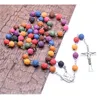 Hänge halsband mode stil 8mm helig familj rospärlor rosenkrans korsa halsband religiös presentkyrka bön smycken smycken