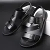 Sandals for Mens Summer Comfortable Casual Slippers Simple Fashion Beach Shoes England Leather Male Flat Sandal 230510