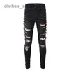 Jean Amirres Denim Hommes Pantalons NOUVEAU US Loisirs Hip Hop High Street Usé Lavé Moucheté Peint Slim Fit Jeans pour Hommes # 841 SZU3