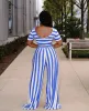 Designers Women Clothes 2023 fashion open navel striped wide leg pants two-piece suit Recommend