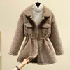 Women's Trench Coats Lamb Plush Coat Women's Mid-Long 2023 Autumn And Winter Korean Faux Fur Slim Zipper Jacket Female Basic Spring