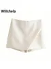 Shorts pour femmes Willshela femmes mode jupes asymétriques taille haute poches arrière fermeture à glissière latérale Vintage femme jupe solide 230511