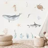 Party Decoration Cartoon Whale Turtle Ocean Animal Seaweed Watercolor Kids Wall Sticker Vinyl Nursery Art Decals for Babys Boys Room Home Decor 230510