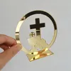 Decorazione per feste 10PCS Specchio personalizzato Oro Prima Comunione Croce Bomboniera Decori Personalizzati Nomi acrilici Battesimo Battesimo 230510
