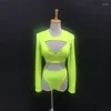 Stage Wear Multi-Color Bikini Nightclub Gogo Dance Costume Lange Mouw Tops Pole Outfit DJ Dancer Clubwear Jazz Dancewar VDB5163